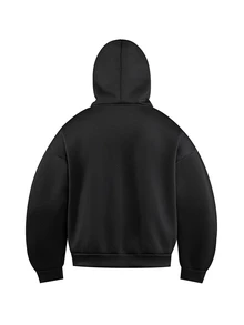 AXEPEAK 男士針織時尚日常年輕休閒寬鬆長袖連帽衫 - 黑色 - 查看 9