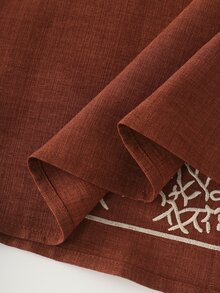 LUMIGAL Women's Linen V-Neck Long Sleeve Embroidered Casual Shirt - Redwood - View 7