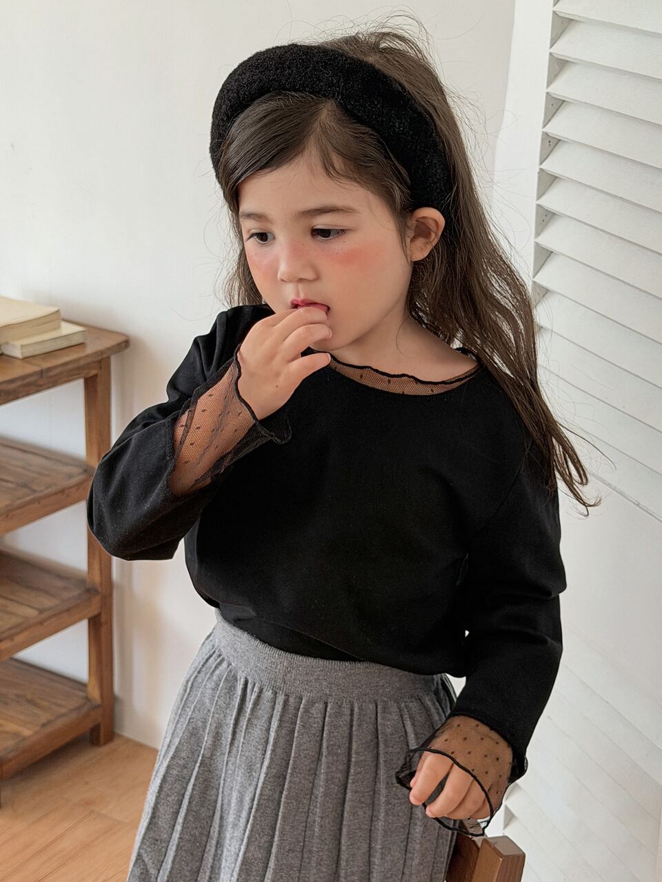 Girls' Loose Casual Long Sleeve Fabric Patchwork Straight Top T-Shirt Fall