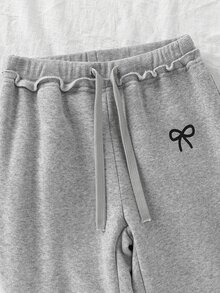 SHEIN 青少年女孩灰色拉鍊連帽衛衣與運動長褲休閒套裝 - 灰色 - 查看 6