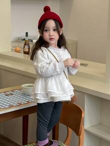DAZY Baby Girls Round Neck Colorblock Ruffle Trim Long Sleeve Sweatshirt - Grey - View 8