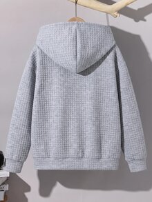 SHEIN 青少年男孩百搭拉鍊連帽衛衣，附口袋，適合日常穿著 - 彩色 - 查看 2