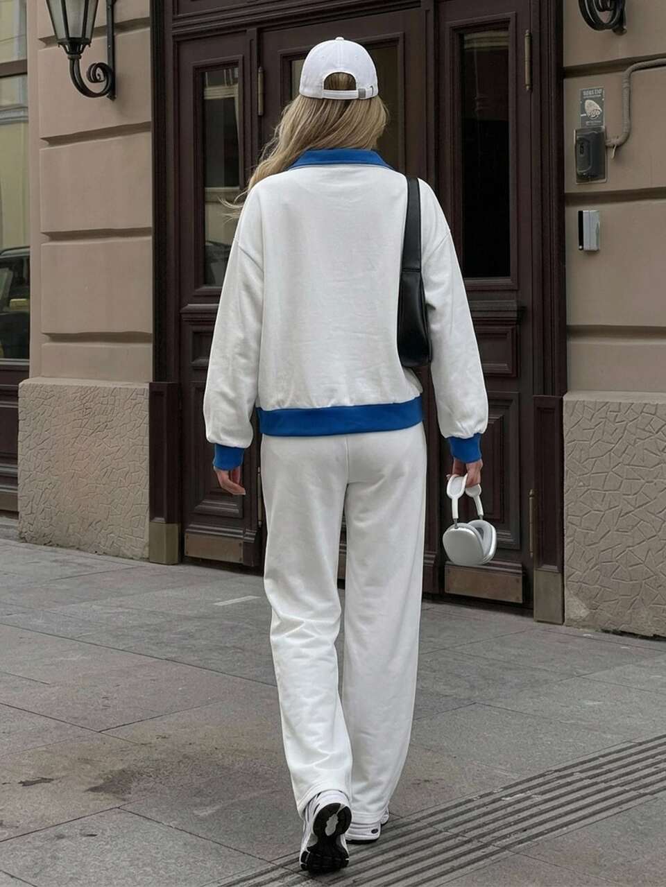 2pcs/Set Women's Loose Long Sleeve Sweatshirt & Straight Leg Long Pajama Pants With English Crayfish Pattern & Color Block