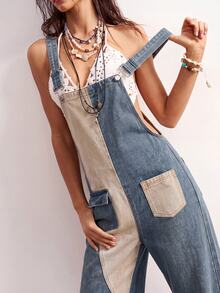 Bohemela Women's Street Style Colorblock Pocket Denim Overalls Work Outfits For Women - Light Wash - View 6