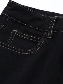 Dazy Tall Women's Black And White Jeans With Contrast Stitching Summer School Everyday Casual Street - Black - View 9