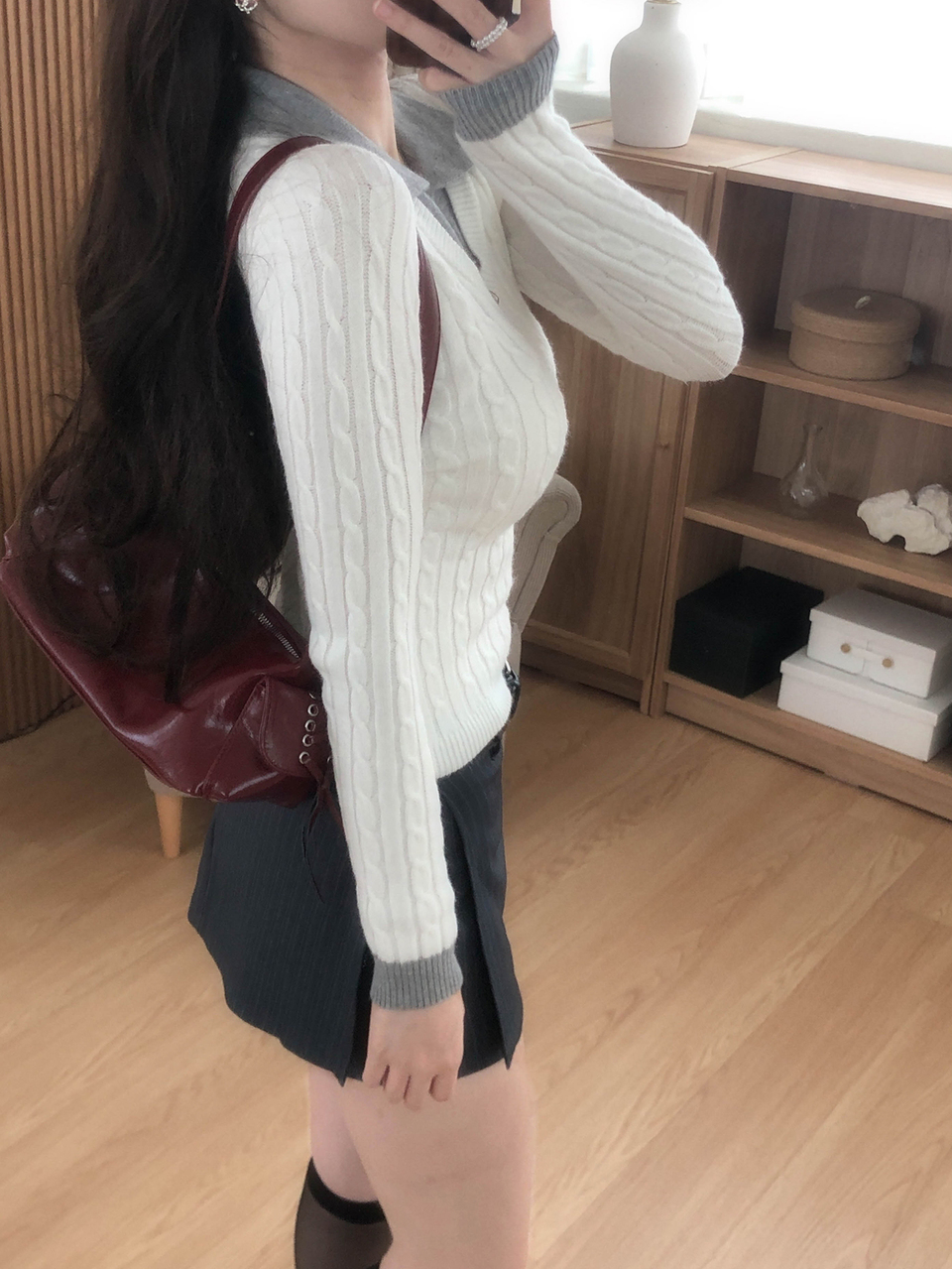 Women's Contrast Color Lapel Long Sleeve Autumn/Winter Korean Style Sweater