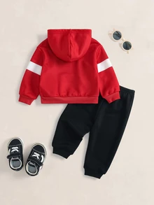 TOM & JERRY X SHEIN Baby Boy Cartoon Print Long Sleeve Hoodie And Sweatpants Casual Set - Multicolor - View 2