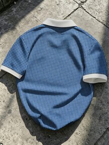 Manfinity EMRG 男士格紋字母印花休閒日常短袖 Polo 衫 - 彩色 - 查看 2