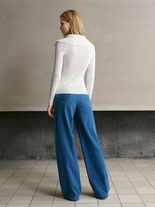 MOTF PREMIUM CELANA JEANS DENIM WANITA BERHIAS BATU PERMATA MODEL LURUS - Light Wash - View 3