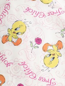 LOONEY TUNES X SHEIN Baby Girl Letter Cartoon Print Short Sleeve Top And Long Pants Casual Daily Home Sleepwear Set - Multicolor - View 4
