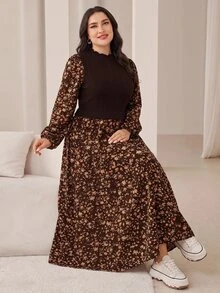 Feyla Casual festklänning i färgblock för kvinnor i plus size - Multifärgad - Visa 3