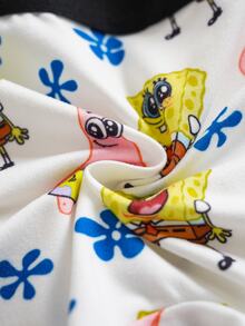 SpongeBob SquarePants | SHEIN Tween Boy Cartoon Print Elastic Waist Boxer Briefs - Blue and White - View 7