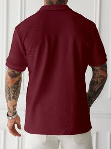 Manfinity Homme Men's Plus Size Mature Casual Short Sleeve Polo Shirt - Burgundy - View 2