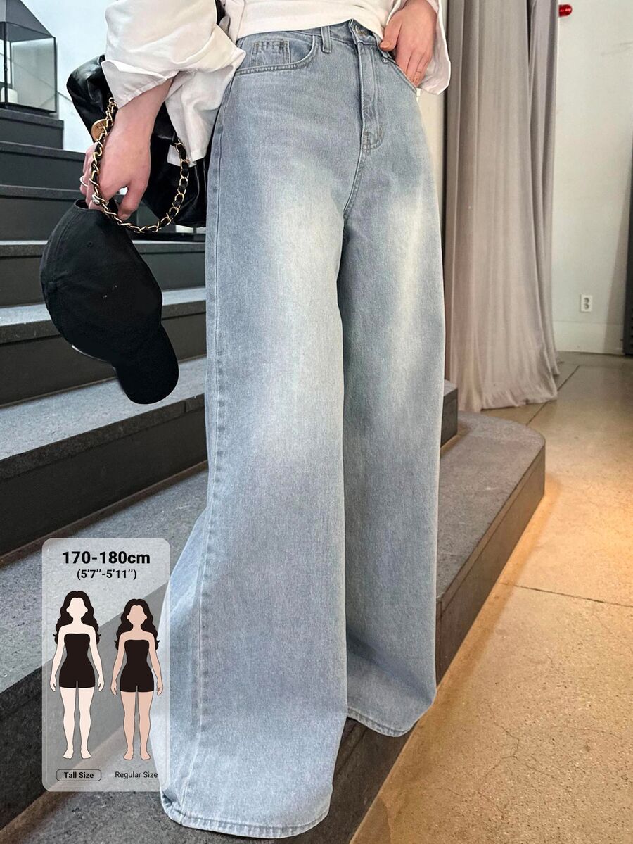 Dazy Tall Women's Loose Wide Leg Long Pants Casual Denim Jeans Fall - Light Wash - View 1