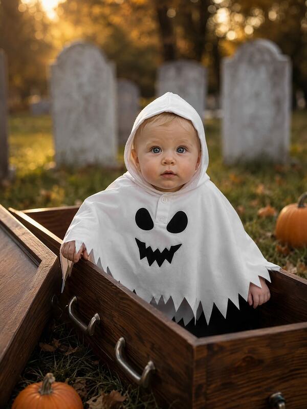 Newborn Baby Cute Halloween Hooded Cartoon Jacket Cape