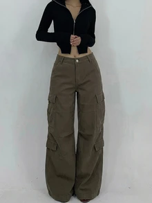 DAZY 女款迷彩工裝牛仔褲 - 軍綠色 - 查看 5
