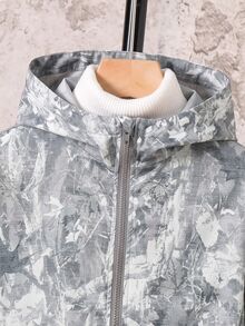 SHEIN 兒童青少年男孩休閒拼接色連帽外套，輕量寬鬆拉鍊連帽夾克，開學季秋季穿著 - 彩色 - 查看 7