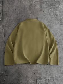 AXEPEAK Men's Casual Solid Color Shirt And Pants Set - Green - View 8