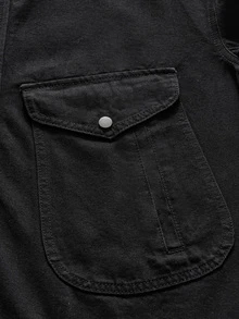 AXEPEAK Jaket Pria Warna Hitam Abu-abu dengan Resleting dan Kancing - Hitam - View 5