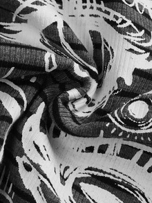 ROMWE Grunge Punk Punk Black & Grey Striped Knit Eye Print Casual Women's T-Shirt - Dark Grey - View 5