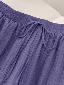 CosyJoli 大尺碼女款純色休閒百搭日常穿著長褲 - 淡紫色 - 查看 5