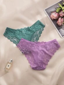 SHEIN 8件組浪漫性感蕾絲女款三角內褲套裝 - 彩色 - 查看 5