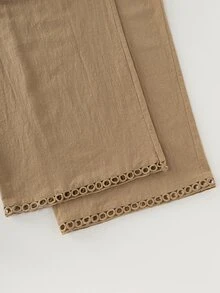 Holdful Holdful Celana Panjang Wanita Khaki Kasual Gaya Boho dari Linen untuk Acara Santai, Liburan, dan Musim Gugur - Coffee Brown - View 5