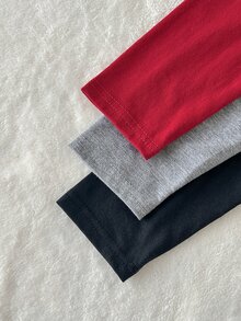 SHEIN Playful Pals 3件裝字母印花圓領長袖T恤，精緻有意義的字母印花，活潑有趣，舒適柔軟面料，適合日常穿著、學校、運動、居家等多種場合 - 彩色 - 查看 6