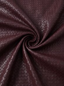 SHEIN Clasi Angola Red PU Leather Long Trench Coat - Burgundy - View 7