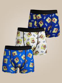 SpongeBob SquarePants | SHEIN سروال داخلي بوكسر مطبوع برسومات كرتونية للأولاد المراهقين - متعدد الألوان - مشاهدة 1