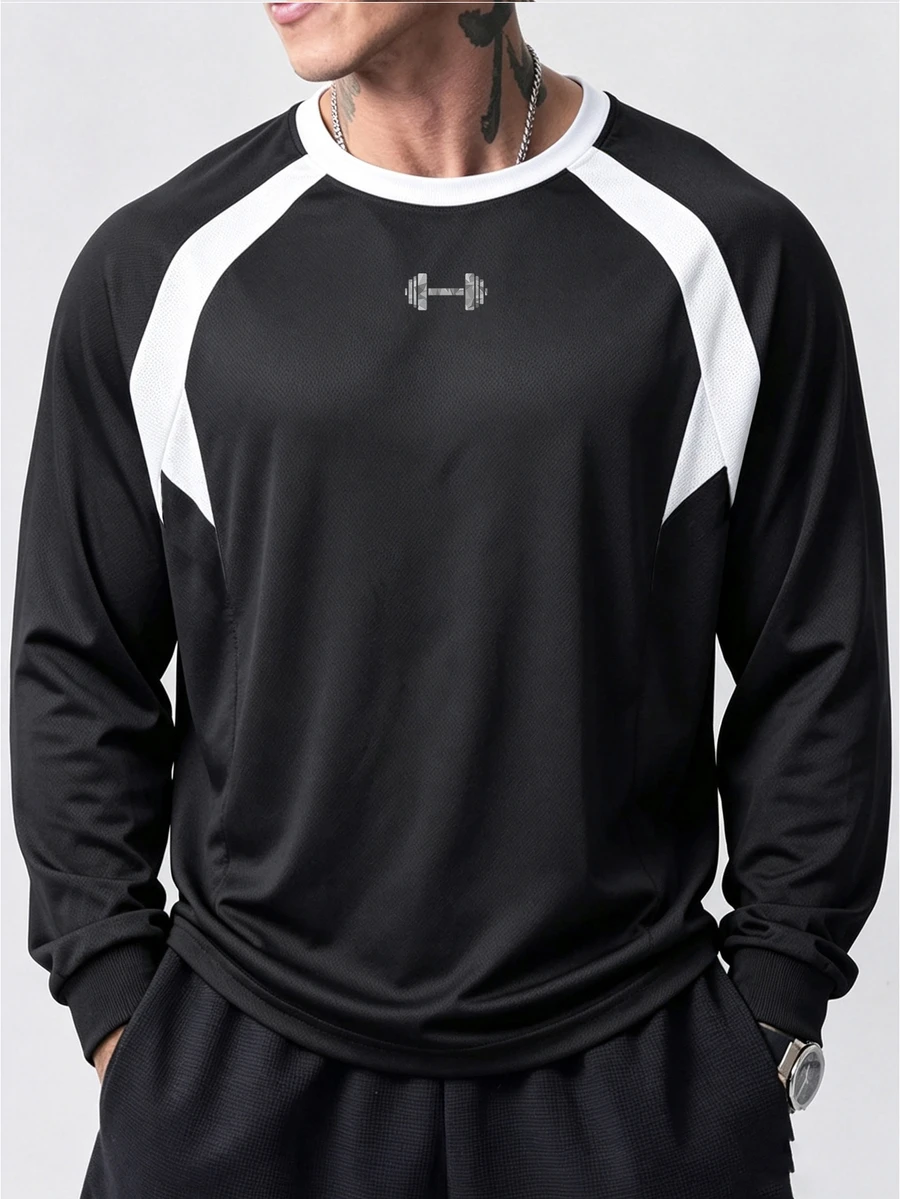 Gym Rark Men's Barbell Graphic Casual Daily Wear Sports T-Shirt, Gym - Black - View 1