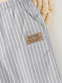 Cozy Pixies 男嬰字母印花條紋口袋直筒長褲 - 彩色 - 查看 5