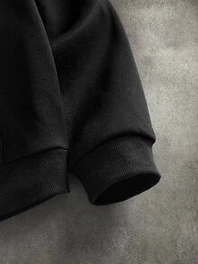STYNVO 男士字母印花長袖拉鍊休閒連帽衫 - 黑色 - 查看 4