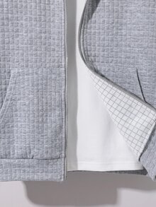 SHEIN 青少年男孩百搭拉鍊連帽衛衣，附口袋，適合日常穿著 - 彩色 - 查看 5