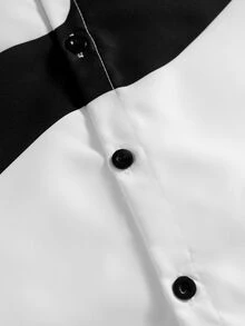 ROMWE MEN Goth Men's Summer Casual Arm Print Shirt - White - View 5