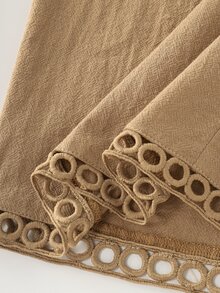 Holdful Holdful Celana Panjang Wanita Khaki Kasual Gaya Boho dari Linen untuk Acara Santai, Liburan, dan Musim Gugur - Coffee Brown - View 7