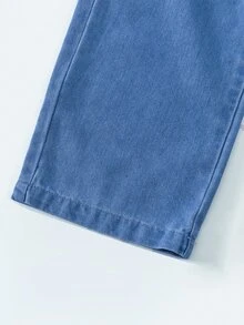 SHEIN Explorewe 女童牛仔褲 2026 秋季新品 淺藍色 鬆緊腰帶抽繩設計 寬鬆版型 輕量柔軟牛仔面料 親膚舒適 四季皆宜 適合日常拍照、購物、日常出遊、度假 多場景穿搭 - 中等水洗藍 - 查看 6