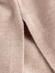 Momance Maternity Sweater Set Loose Fit Half-High Neck Bell Sleeve Split Hem Top & Adjustable Waist Pants Casual Everyday Solid Color Versatile Knitwear Set - Khaki - View 7