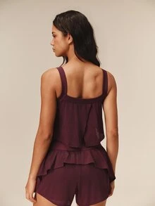 OutZeal Women Sports Tank Casual Gym Workout Breathable Vent Bra-In With Removable Pads Cropped T-Shirt - Burgundy - View 6