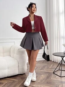 Muchica Rose Red Plus Size Women's Single Button Casual Lightweight Blazer - Rose Red - View 6