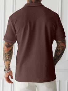 Manfinity Homme 男士大尺碼成熟休閒短袖 Polo 衫 - 棕色 - 查看 2