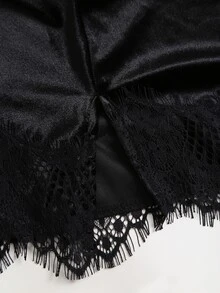 Sweetra Y2K Patchwork Eyelash Trim Commuter Casual Elegant Versatile Slimming Party Skirt - Black - View 7