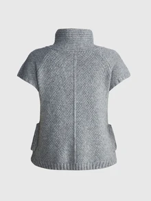 ROMWE Cardigan Wanita Gaya Kampus Kasual Serbaguna dengan Plaket Asimetris Vintage Y2K Musim Gugur/Dingin - Light Grey - View 2