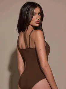 SHEIN BAE Women's Summer Elegant Sexy Spaghetti Strap Camisole - Brown - View 2