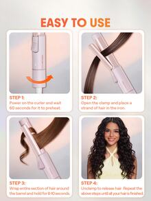 SHEGLAM HAIR It-Curl Hair Curler,24 Mm/0.94-Inch Mini Ceramic Curling Iron,60S Rapid Heating & PTC Uniform Heating,Left/Right Rotation Control,Styles Long & Short Waves,Adds Texture & Volume,Universal Voltage Suitable For Short,Medium & Long Hair - Pink - View 8
