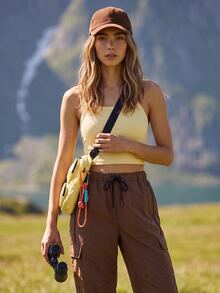 WanderVale Celana Outdoor Kasual Wanita dengan Tali Serut di Pinggang dan Potongan Kaki Meruncing - Grey - View 4