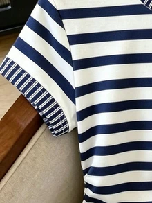 Rafferiza 女款外穿上衣 夏季新款 藍白圖案多色條紋 愛心修身收腰 學生度假穿搭 T恤 - 彩色 - 查看 3