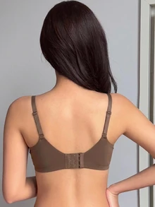 DAZY Seamless Padded Bra With Thin Adjustable Straps And Slight Push-Up For Women Fall - Coffee Brown - View 2