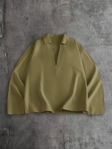 AXEPEAK Men's Casual Solid Color Shirt And Pants Set - Green - View 3