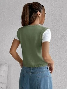 Rivivi 甜美休閒百搭花卉刺繡針織背心 - 彩色 - 查看 2